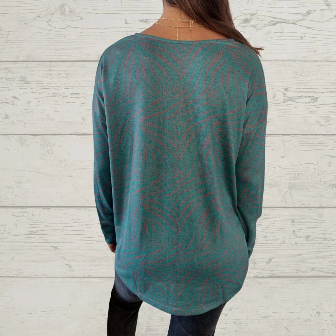 Women's Round Neck Long Sleeve Printed Casual Top