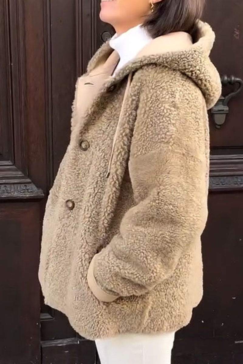 Women's Casual Solid Color Plush Jacket