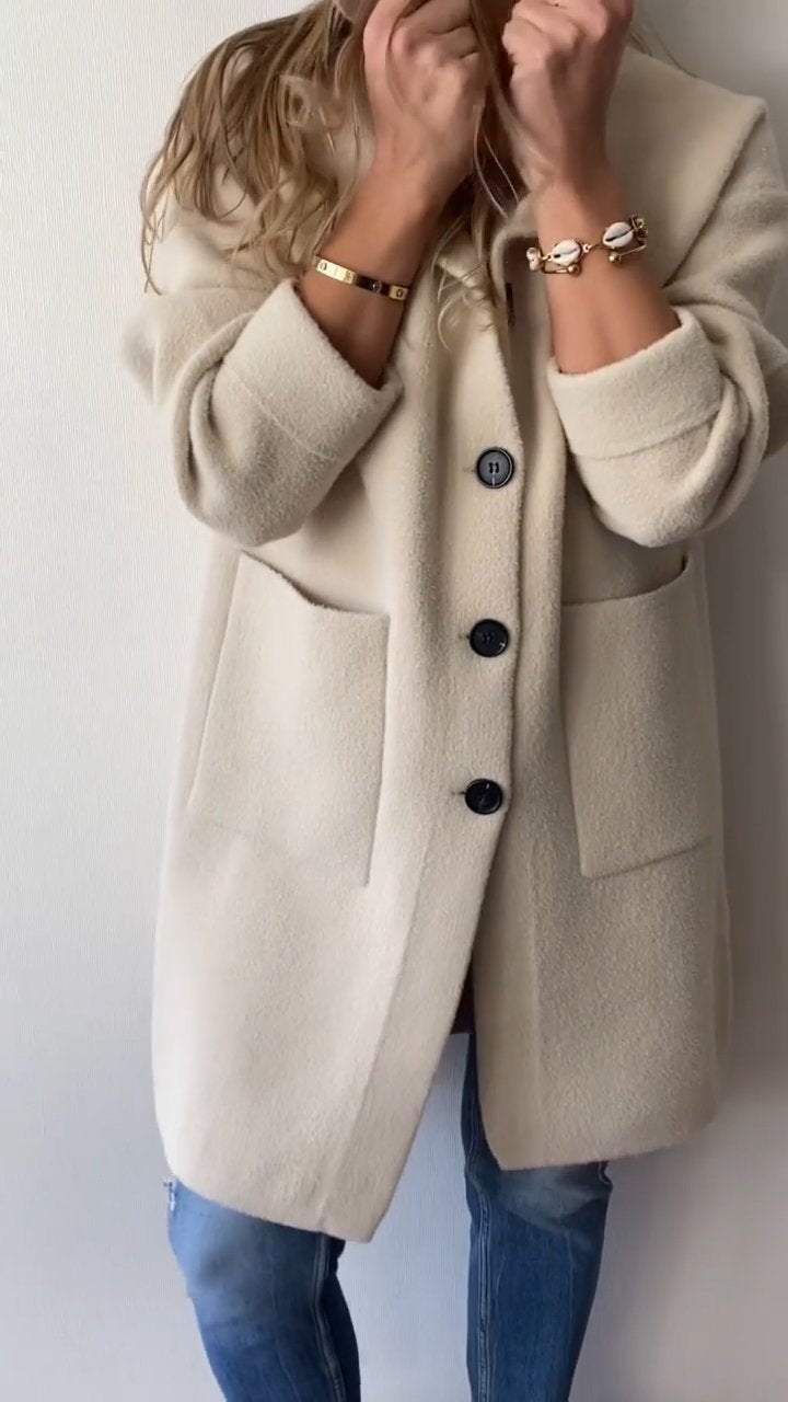 Women's Lapel Single-breasted Woolen Coat