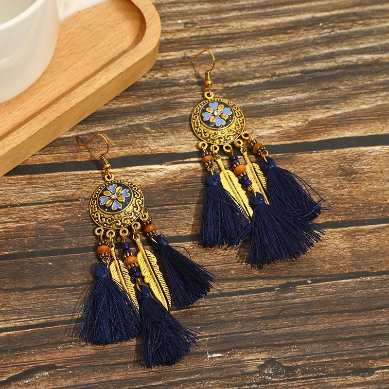 Boho tassel long temperament versatile earrings