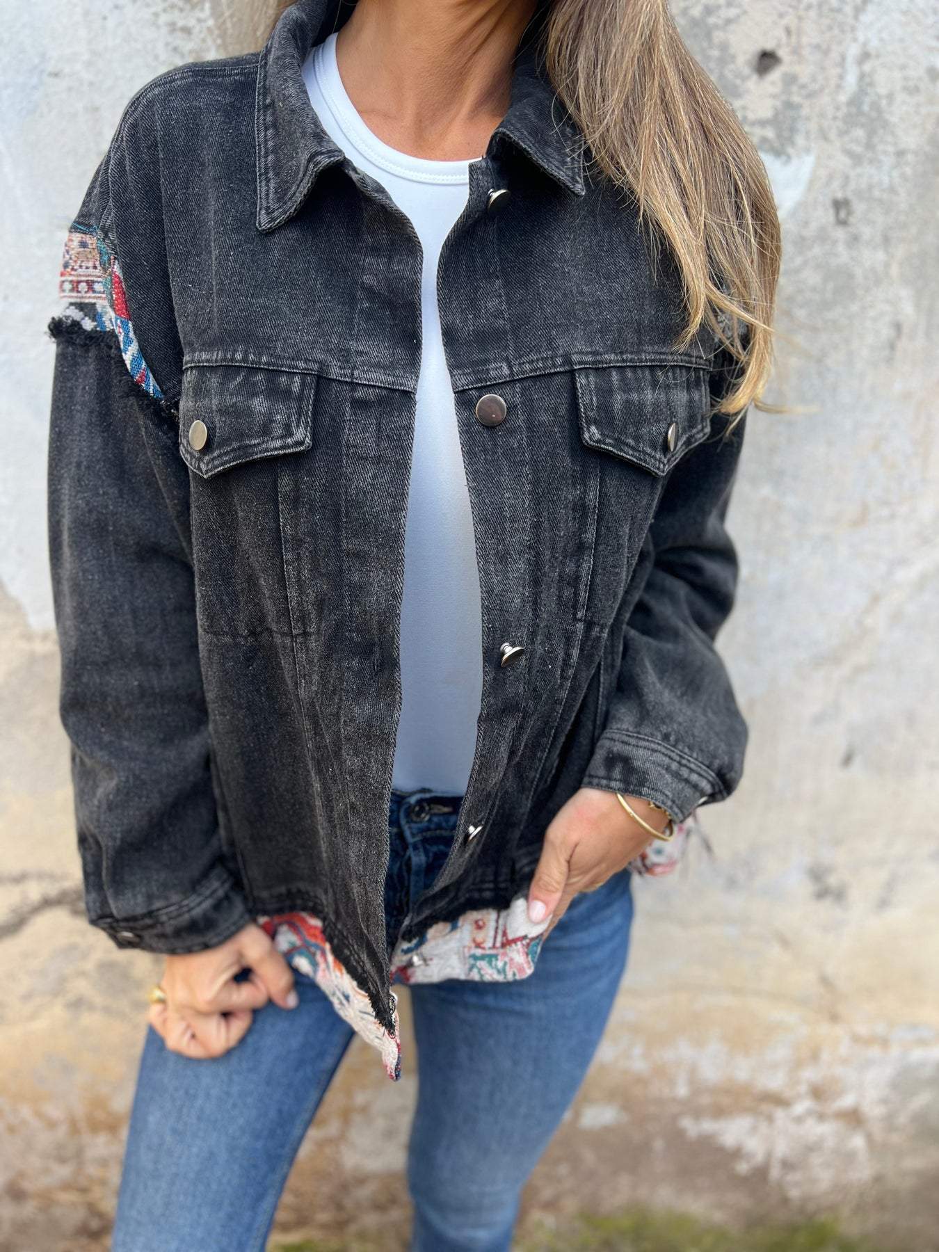 Women's Denim Patchwork Casual Jacket