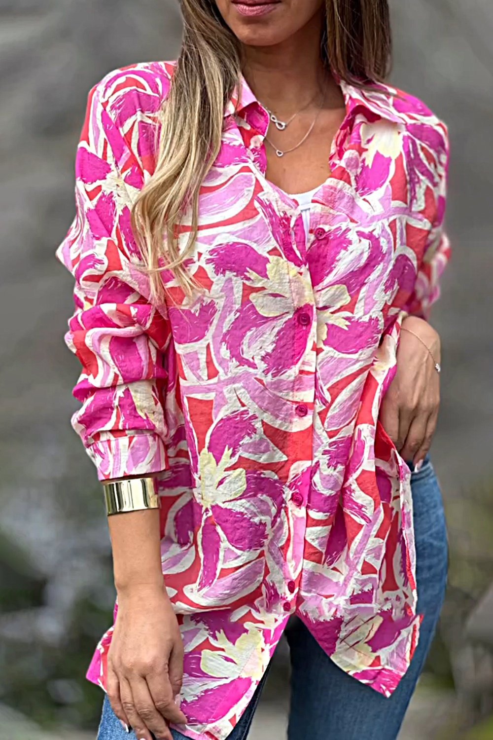 Women's Fashion Floral Pattern Shirt Tops