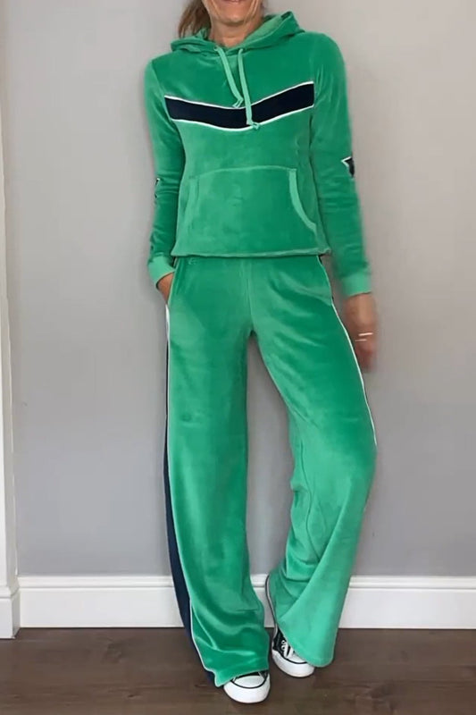 Women's Graphic Hooded Top & Pants Two-piece Set