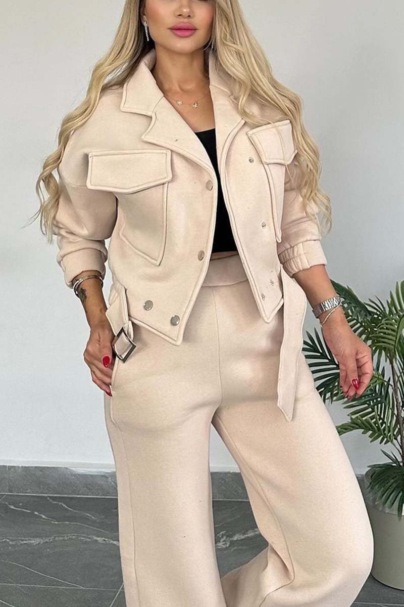 Women's casual solid color two-piece set