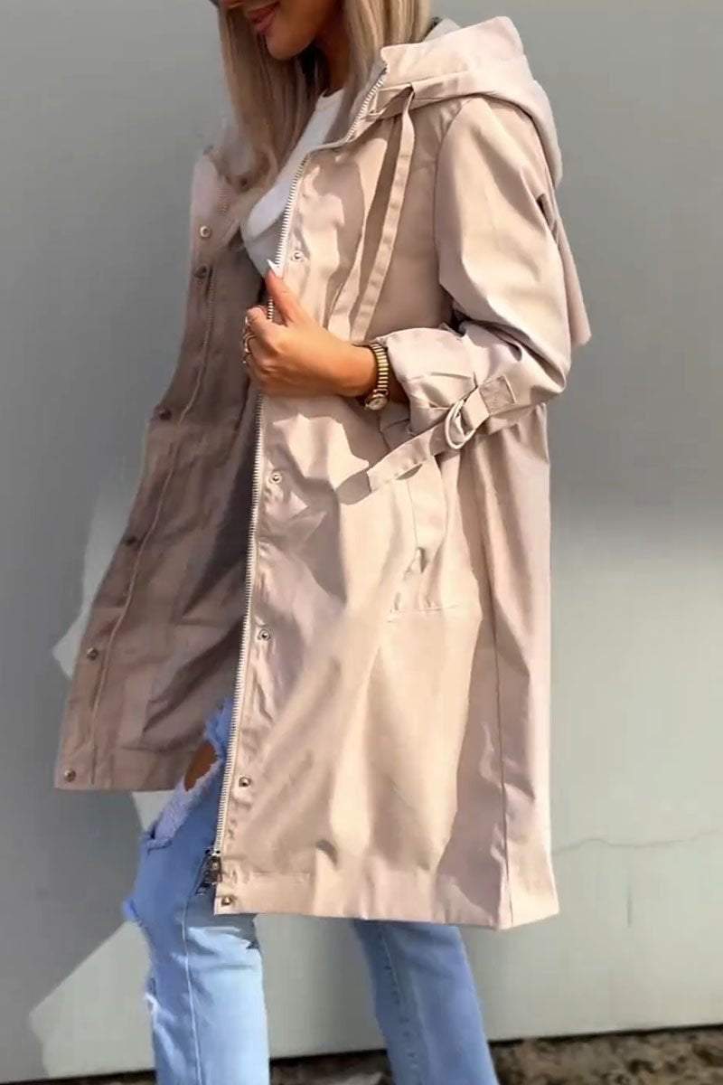 Casual Solid Color Hooded Jacket