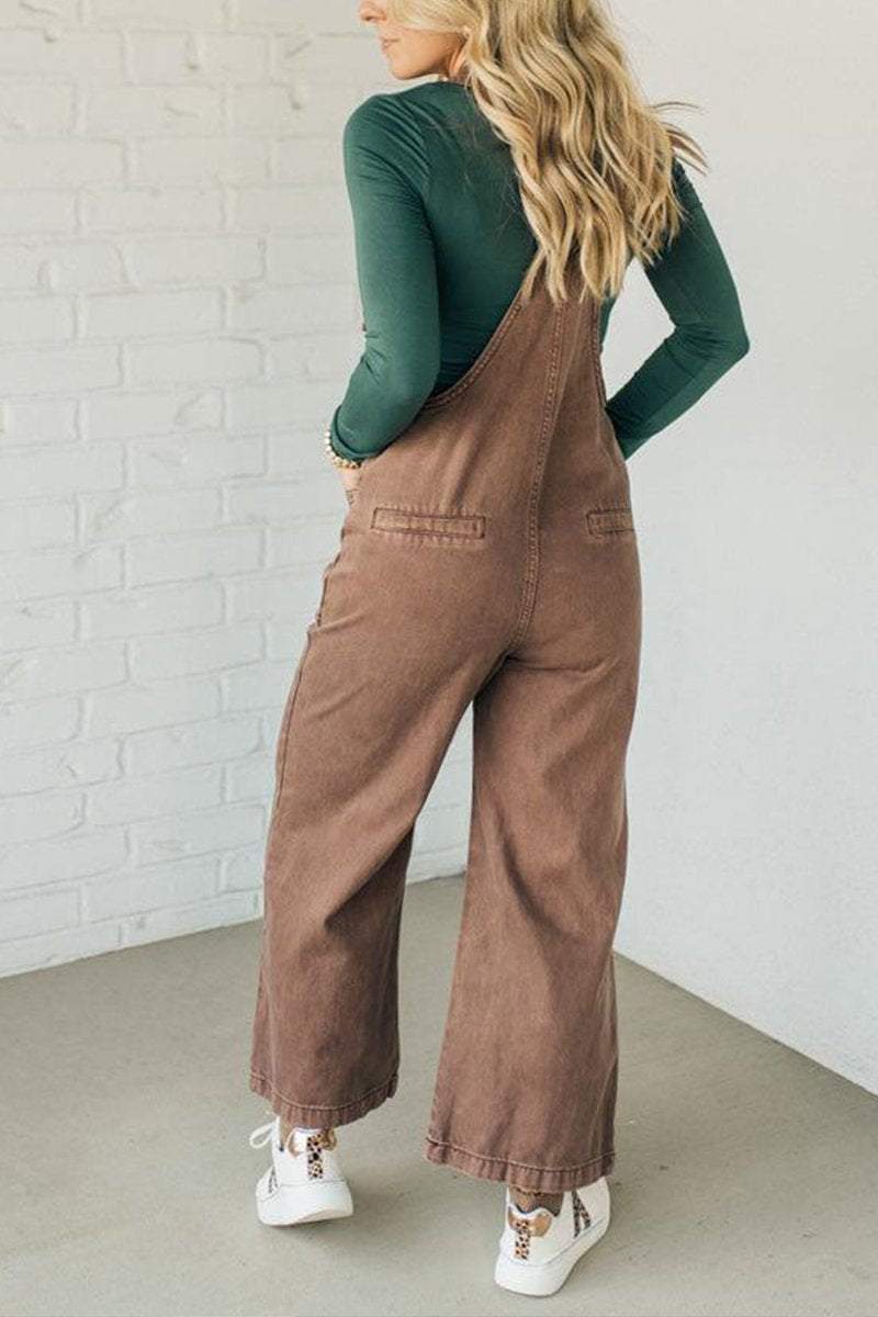 Women's Solid Color Knotted Overalls