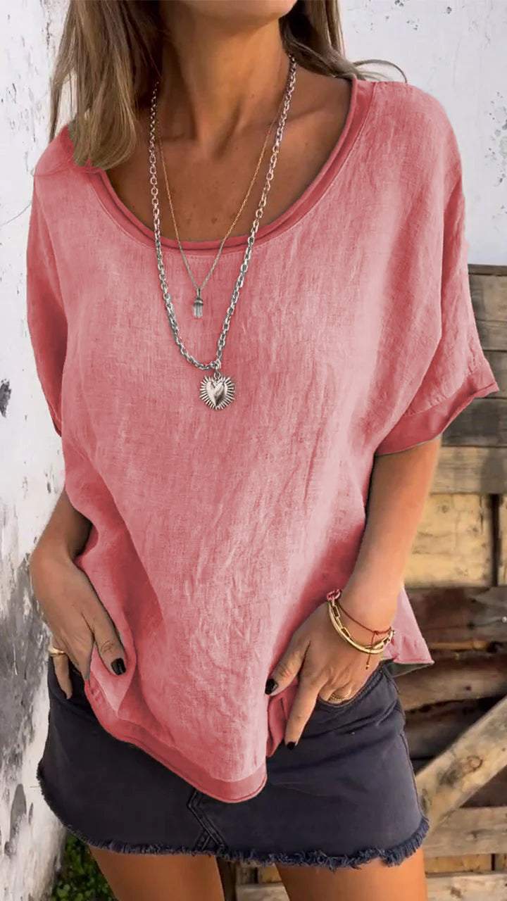 Casual Round Neck Short Sleeve Top