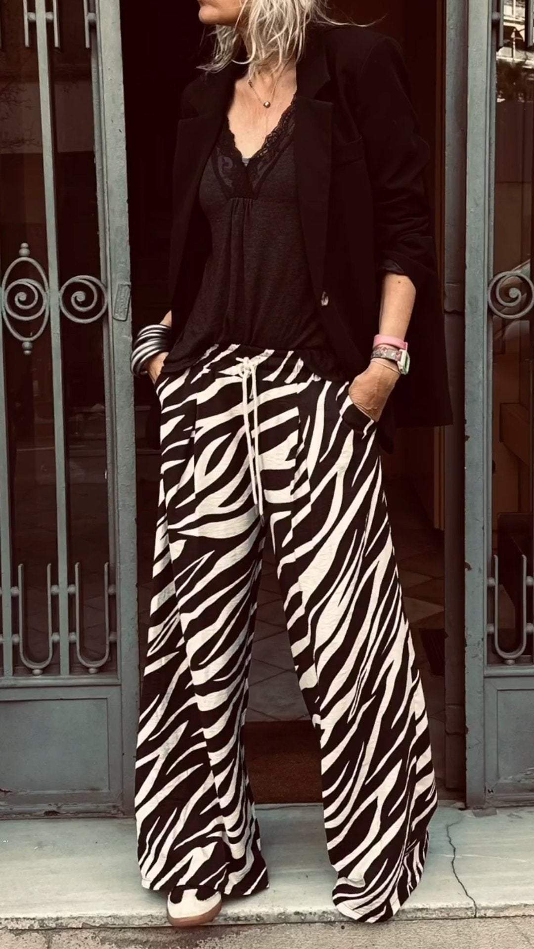 Women's Zebra Print Casual Trousers