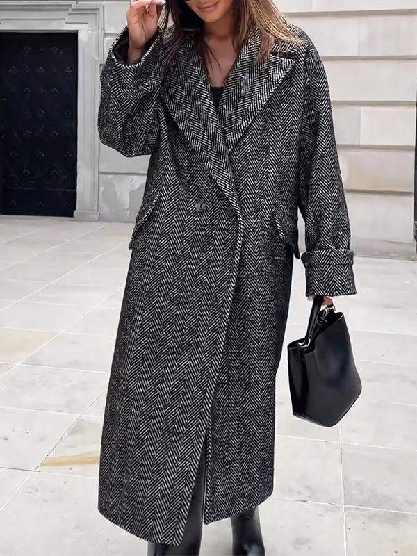 Women's Casual Lapel Long Trench Coat