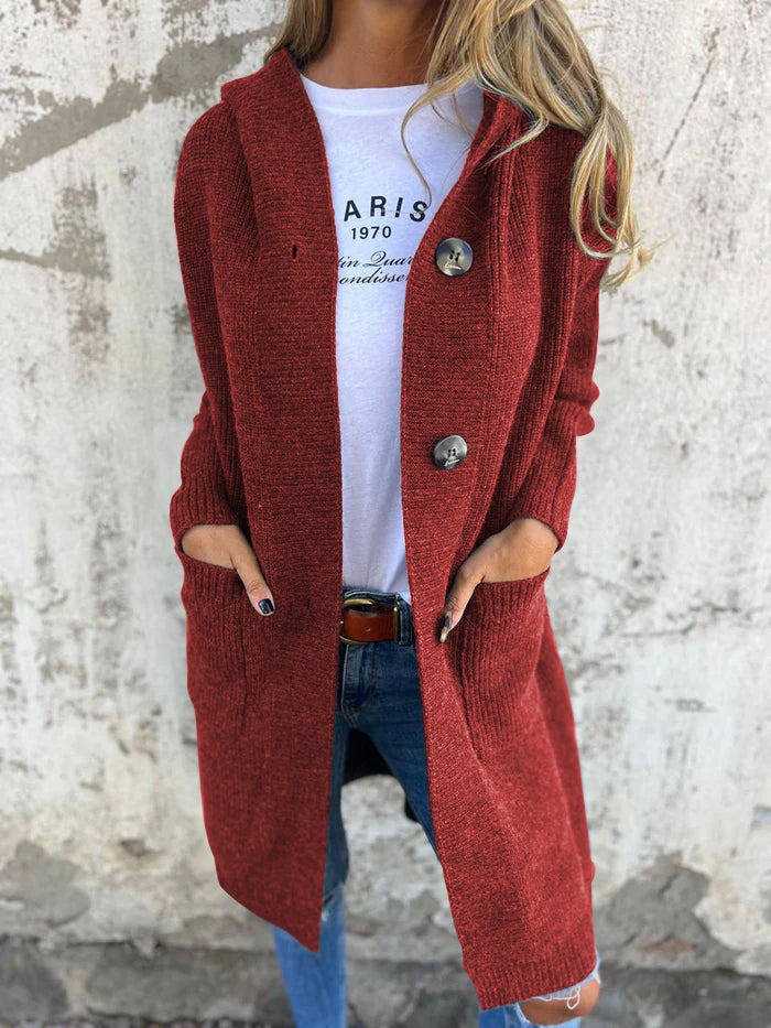 Hooded Knitted Long Cardigan Jacket