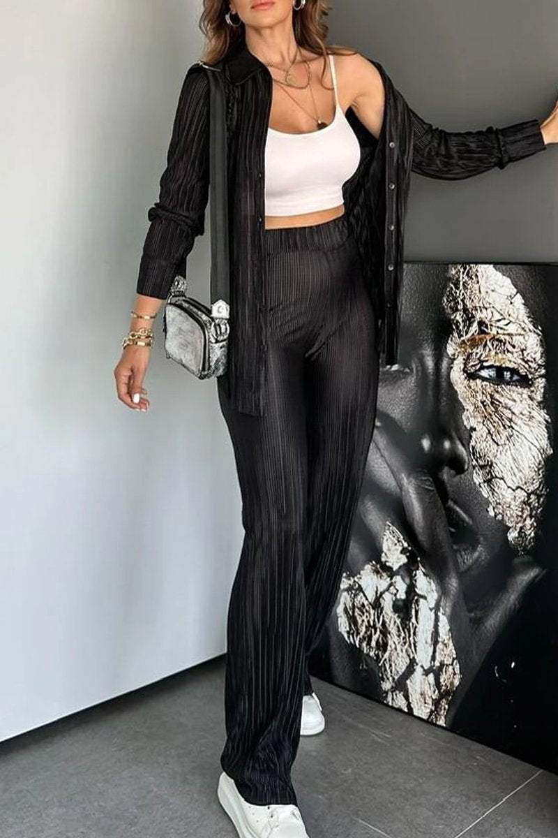 Women's casual loose pleated solid color suit