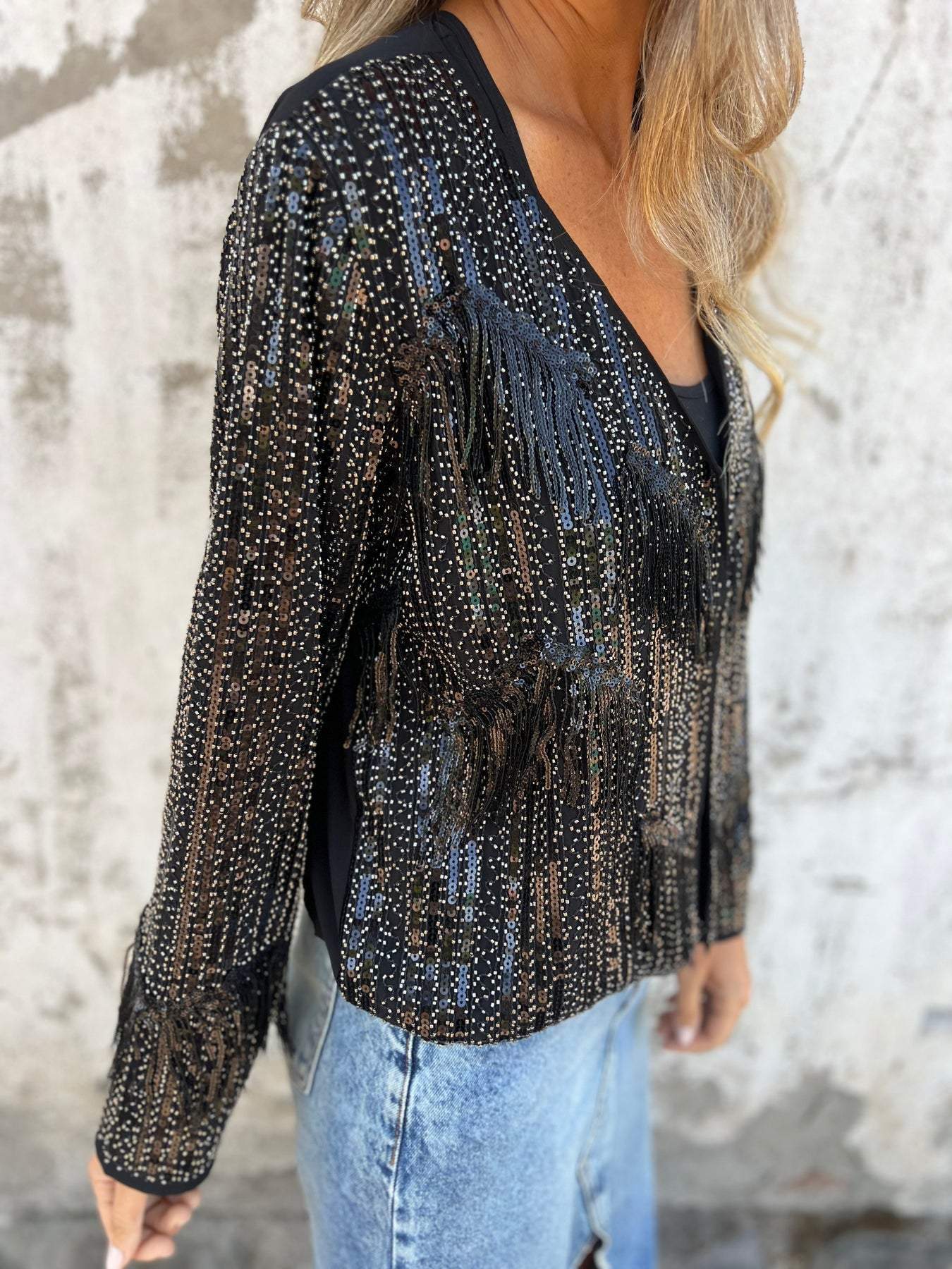 Women's Sequined Long Sleeve Cardigan