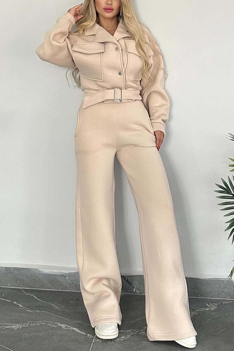 Women's casual solid color two-piece set