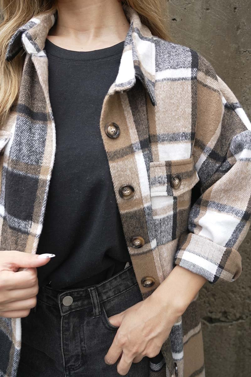 Women's Plaid Single Breasted Shirt Jacket