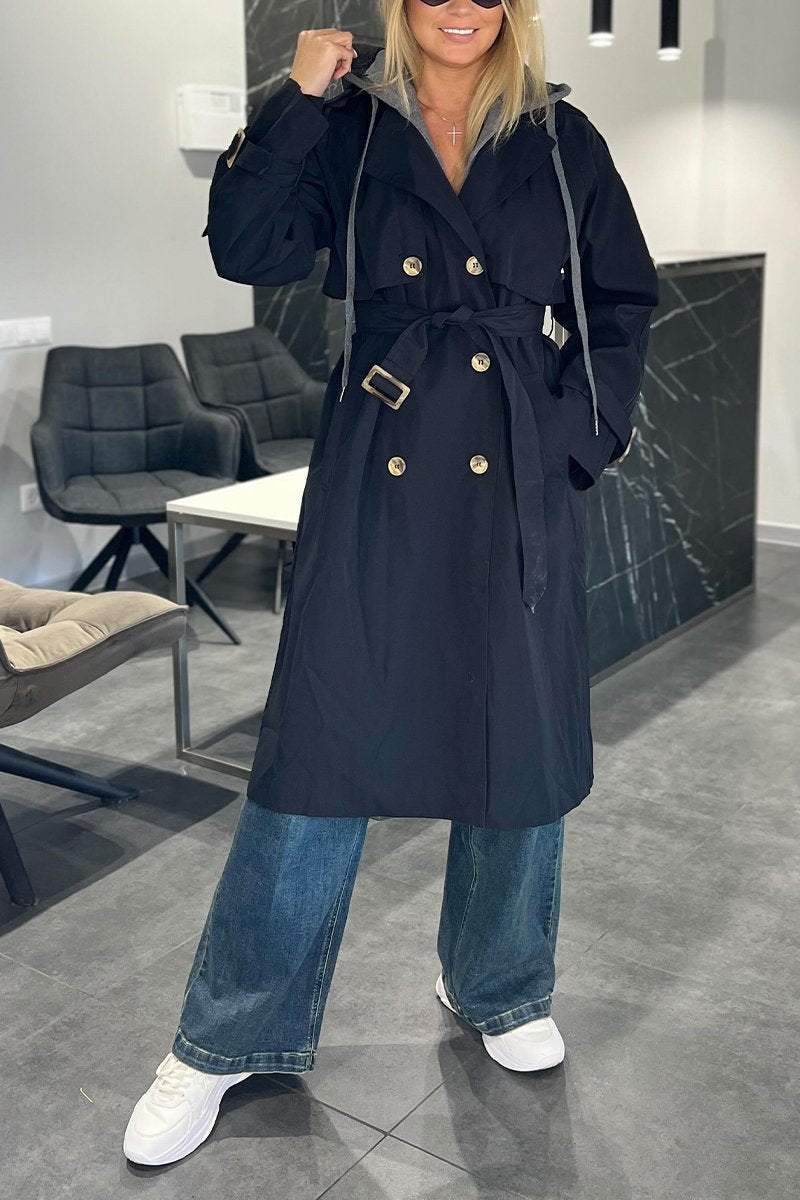 Women's Casual Hooded Long Trench Coat