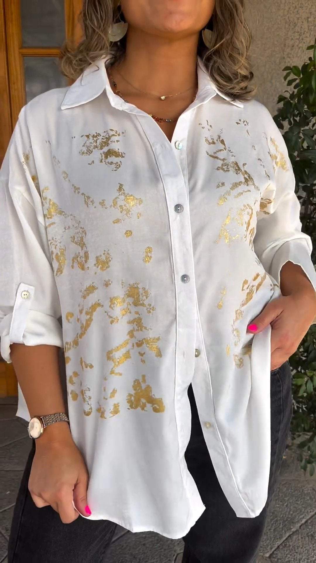 Women's Casual Bronzing Printed Shirt