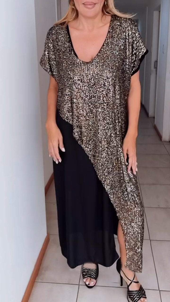 Women's V-neck Casual Sequined Dress