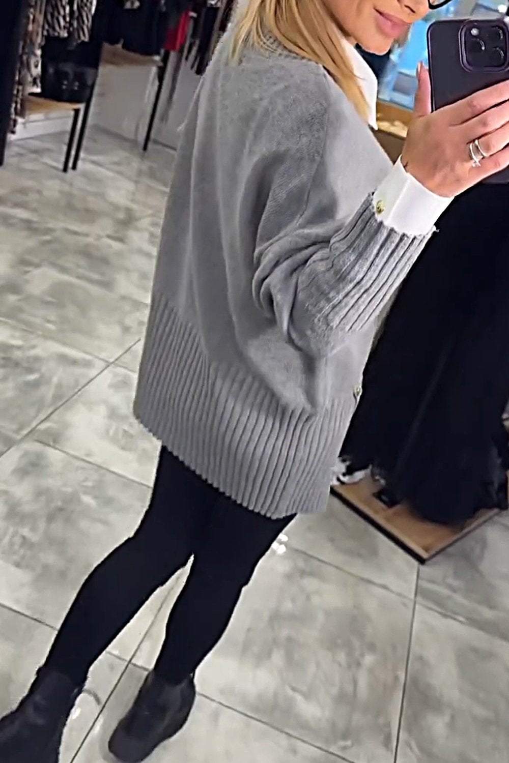 Women's Solid Color Slit Sweater Top