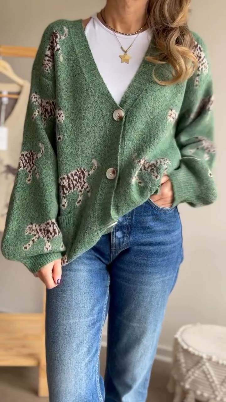 Women's Casual Print Knit Jacket