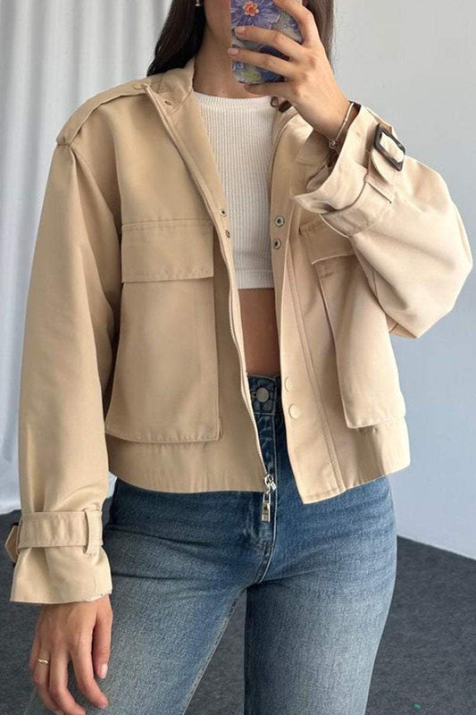 Women's Casual Solid Color Pocket Jacket