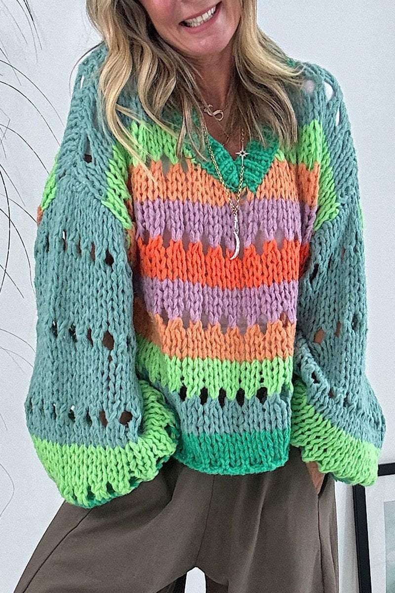 Women's Casual Colorful Hollow Sweater