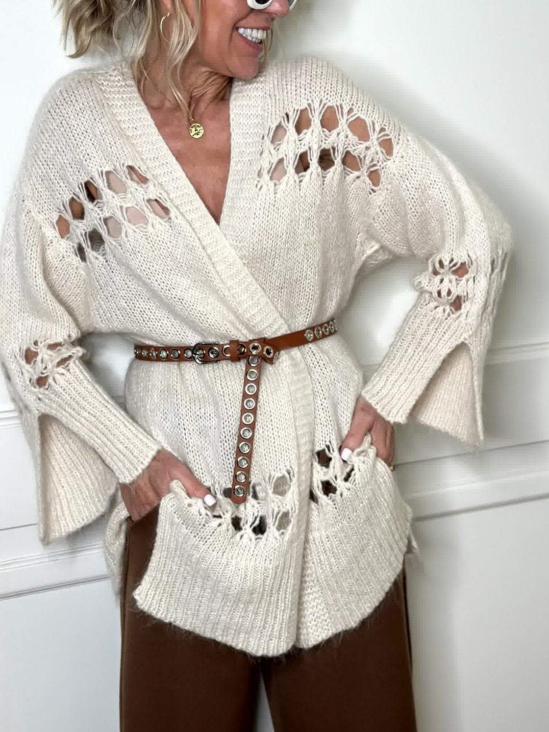 Women's Casual Hollow Knitted Cardigan