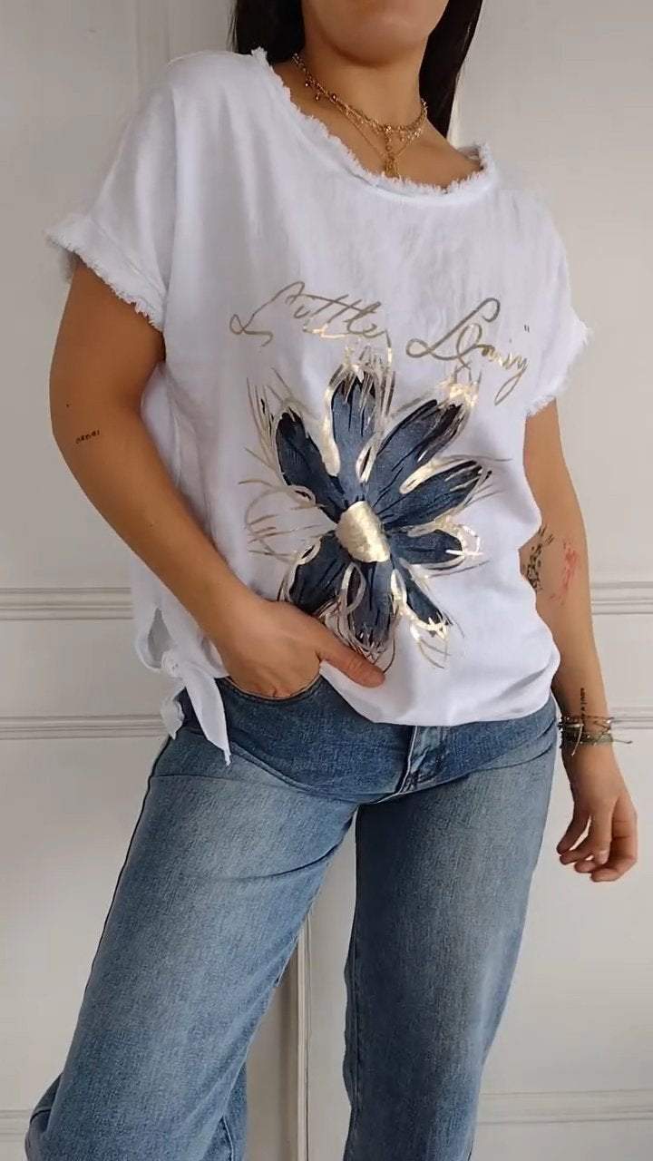 Women's Round Neck Short-sleeved Brushed Casual Printed T-shirt