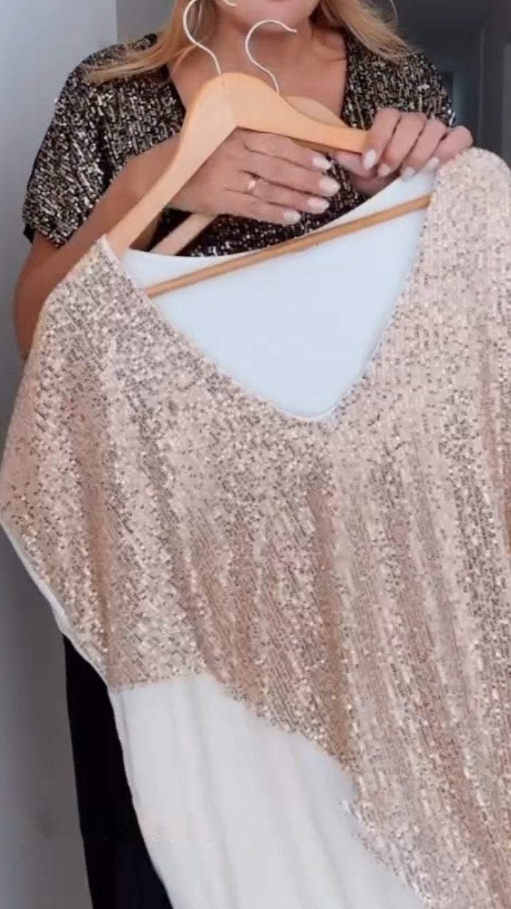 Women's V-neck Casual Sequined Dress