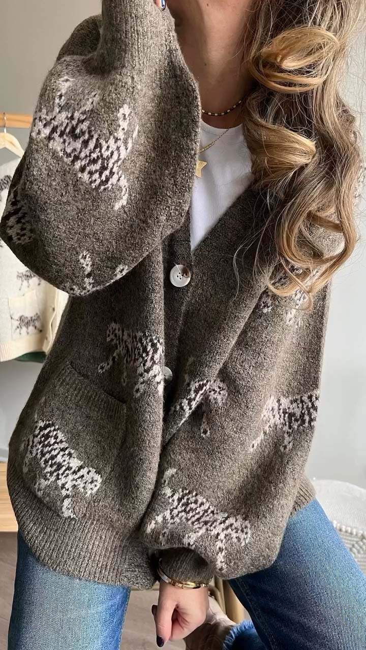 Women's Casual Print Knit Jacket