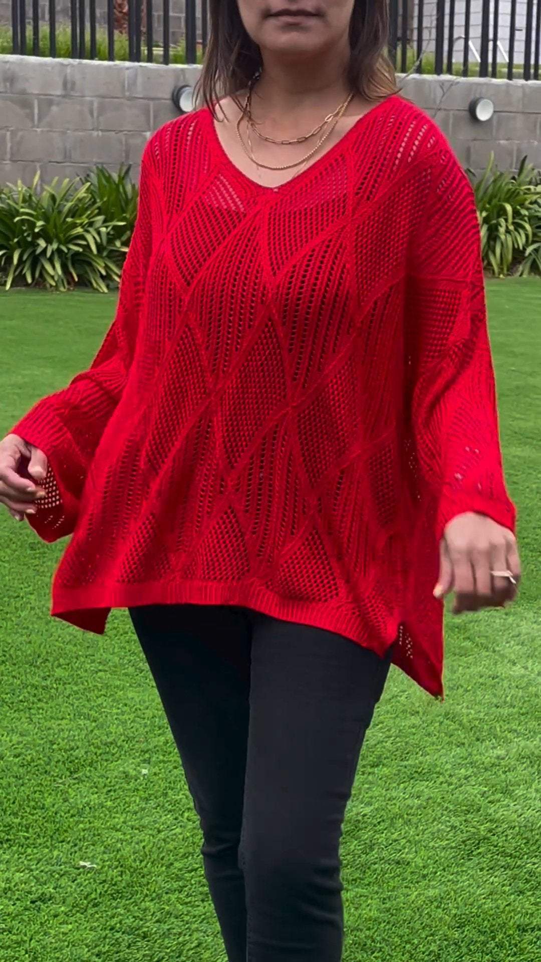 Women's Casual Solid Color Hollow Knitted Sweater