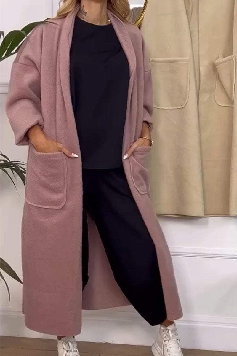 Ladies Casual Solid Color Long Coat