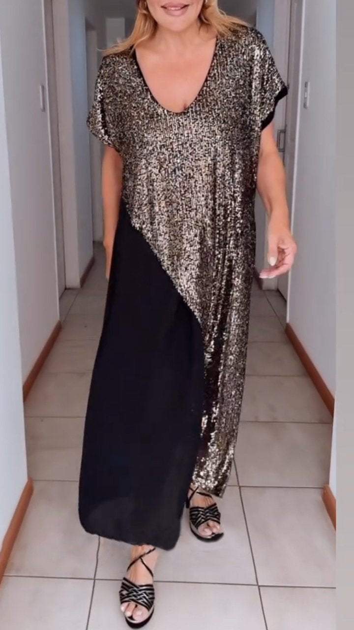 Women's V-neck Casual Sequined Dress