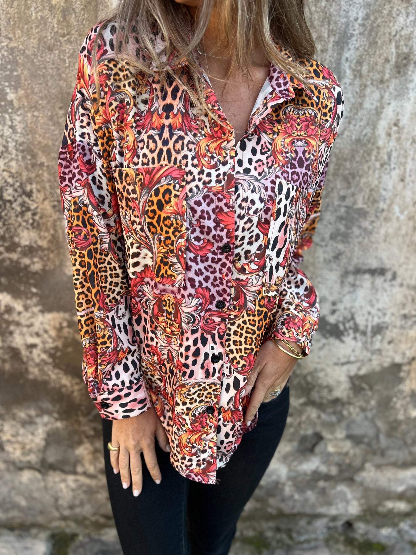 Women's Lapel Long Sleeve Leopard Print Casual Shirt