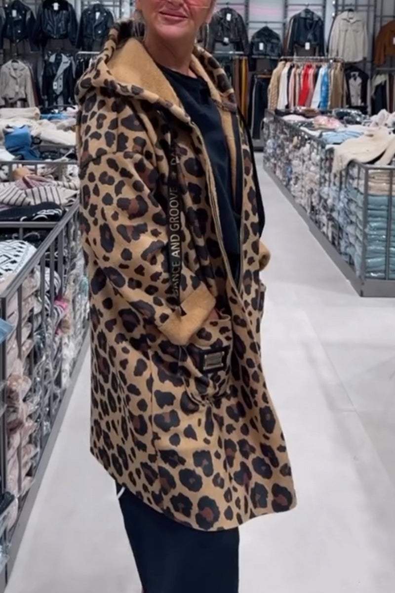 Women's Casual Hooded Leopard Printed Jacket