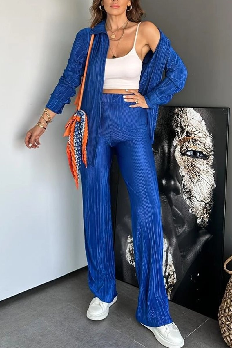 Women's casual loose pleated solid color suit