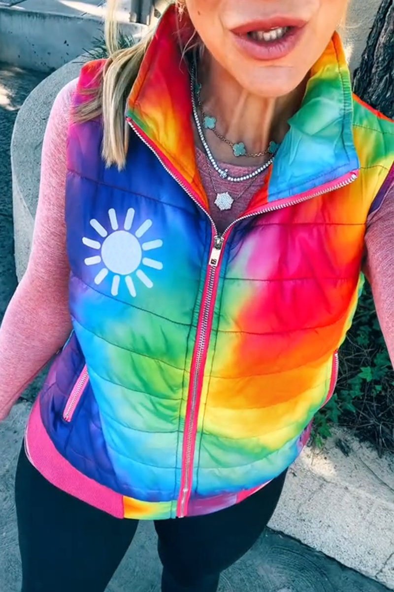 Women's Casual Rainbow Tie-Dye Vest