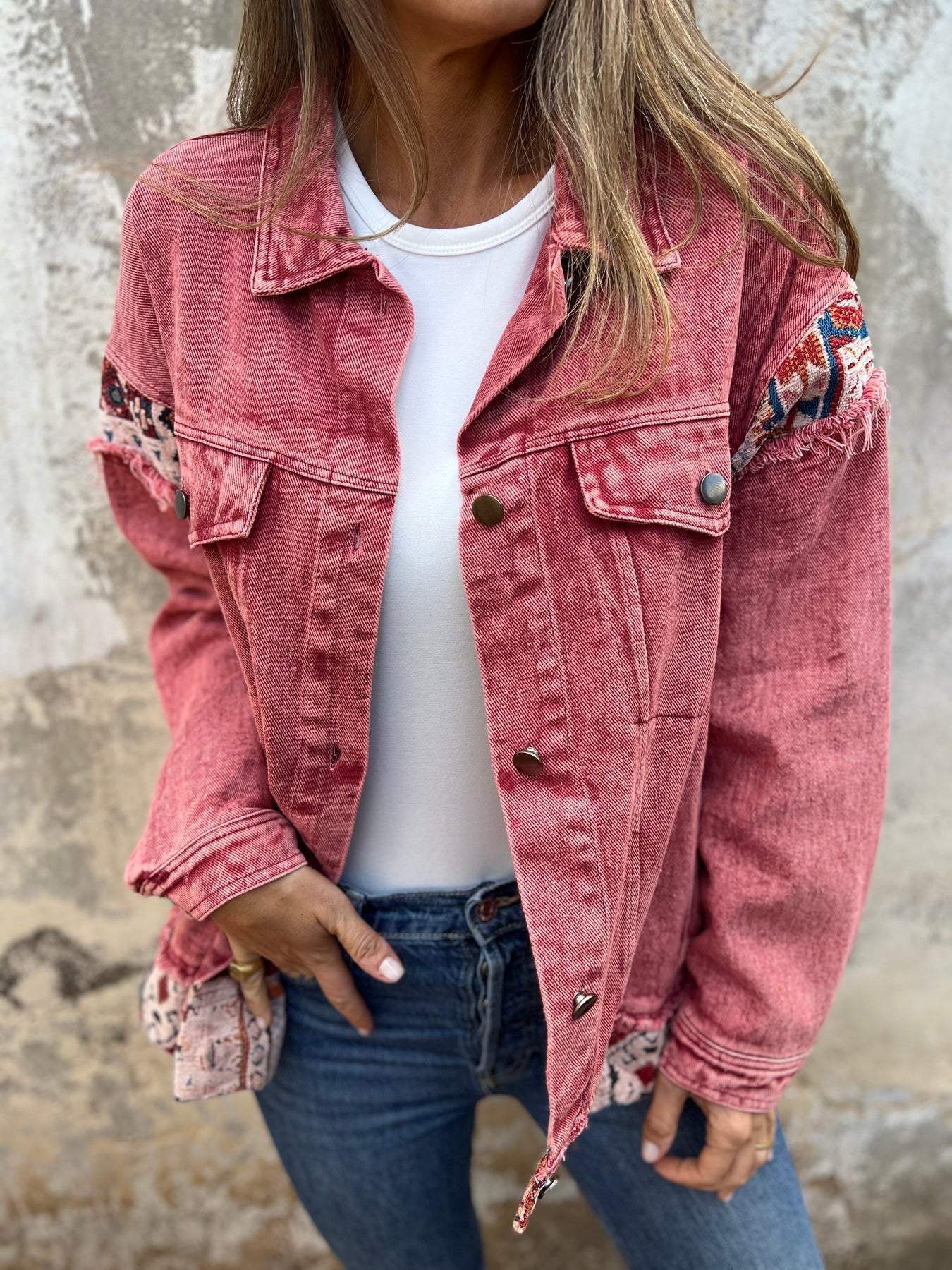 Women's Denim Patchwork Casual Jacket