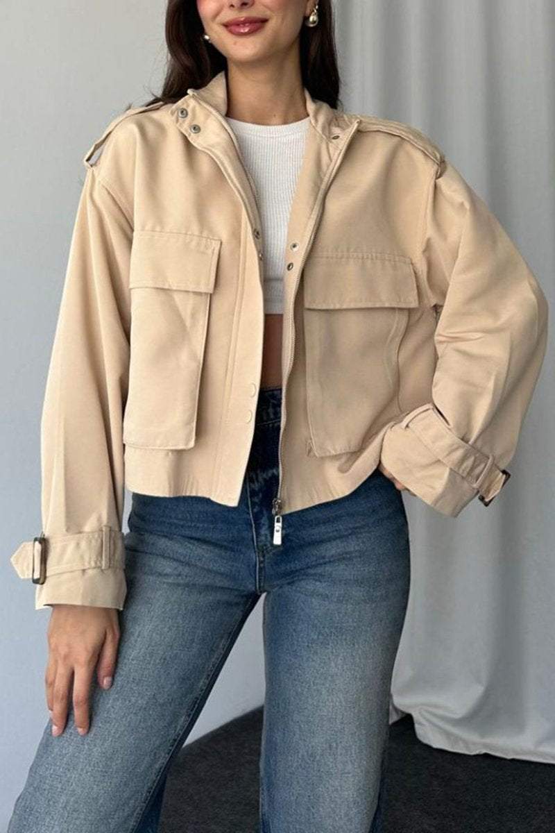 Women's Casual Solid Color Pocket Jacket