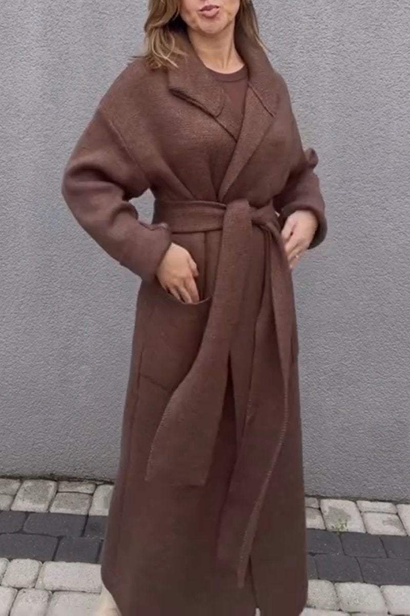 Women's Casual Solid Color Knitted Long Coat