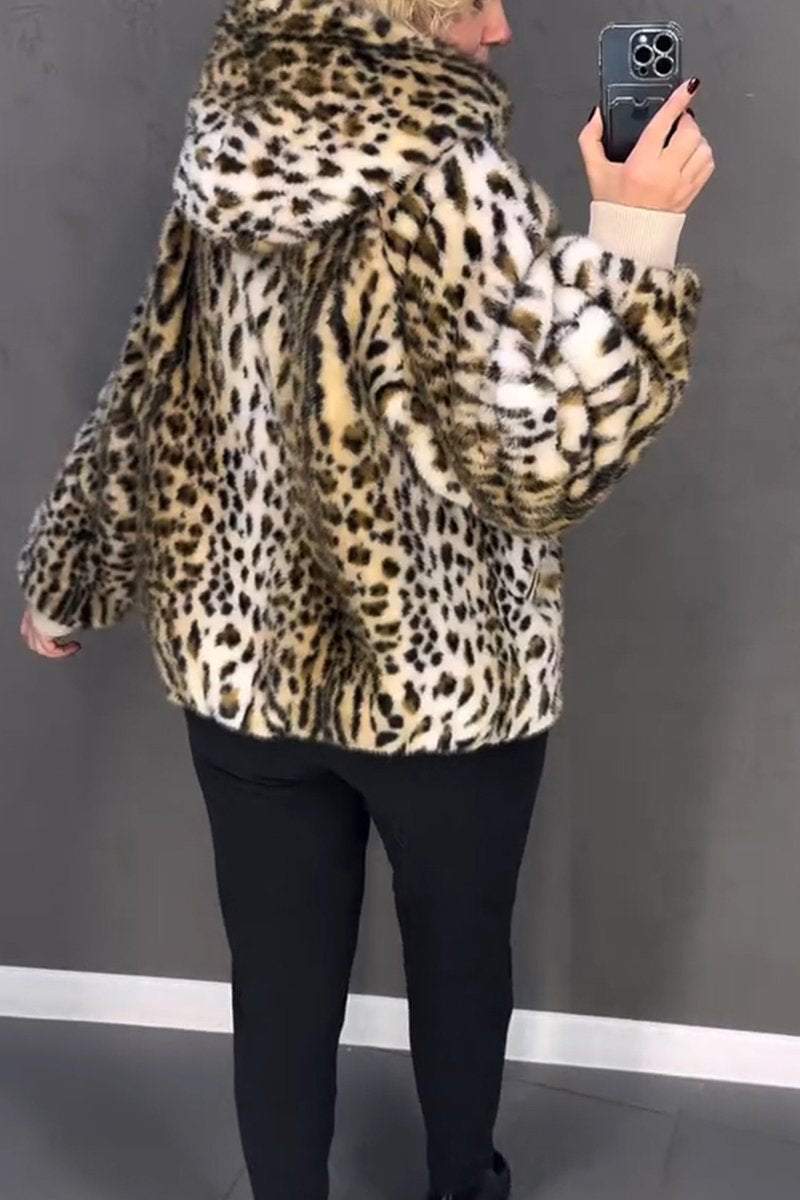 Women's Hooded Leopard Fur Coat