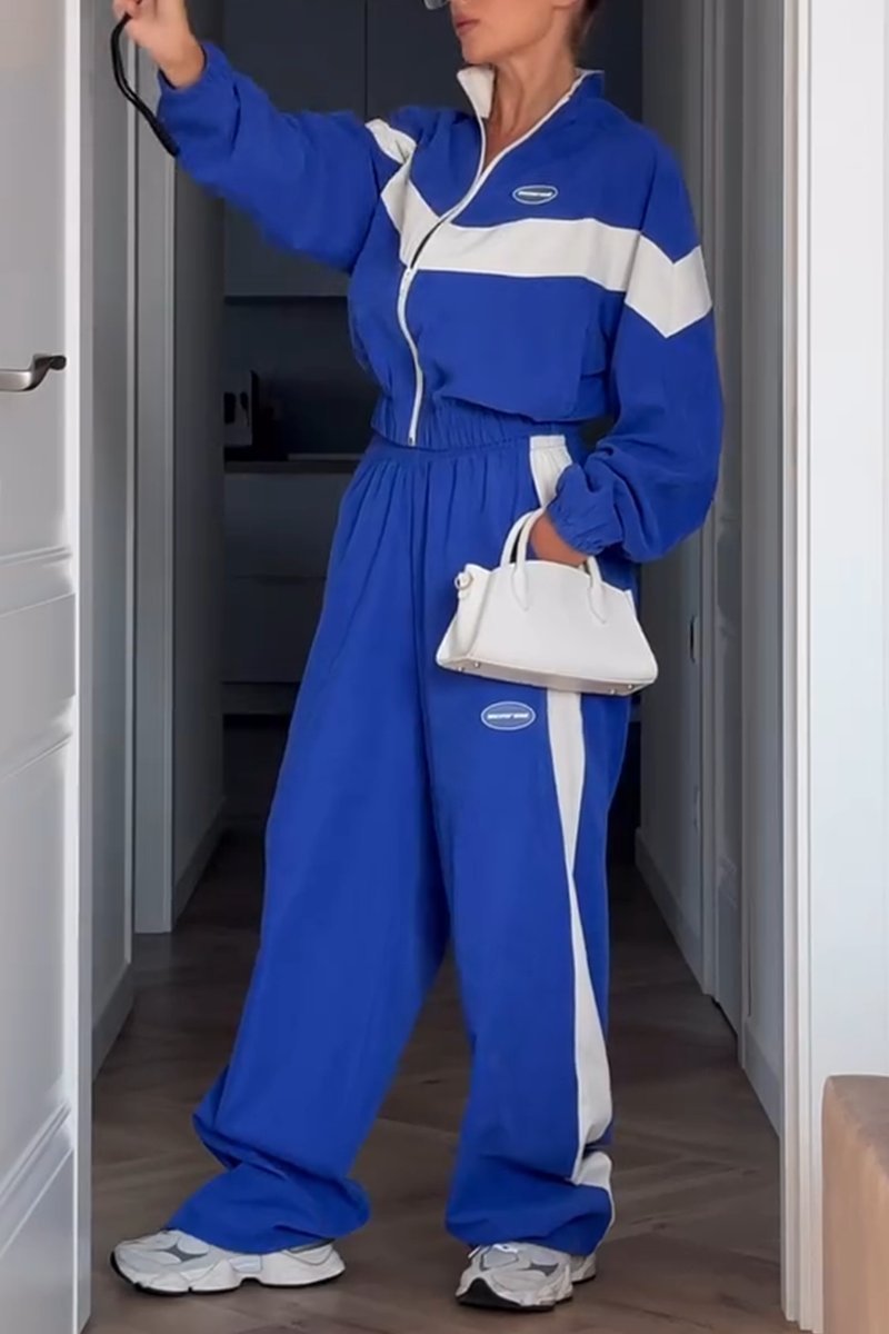 Women's Sport Contrast Color Two-Piece Pant Suit