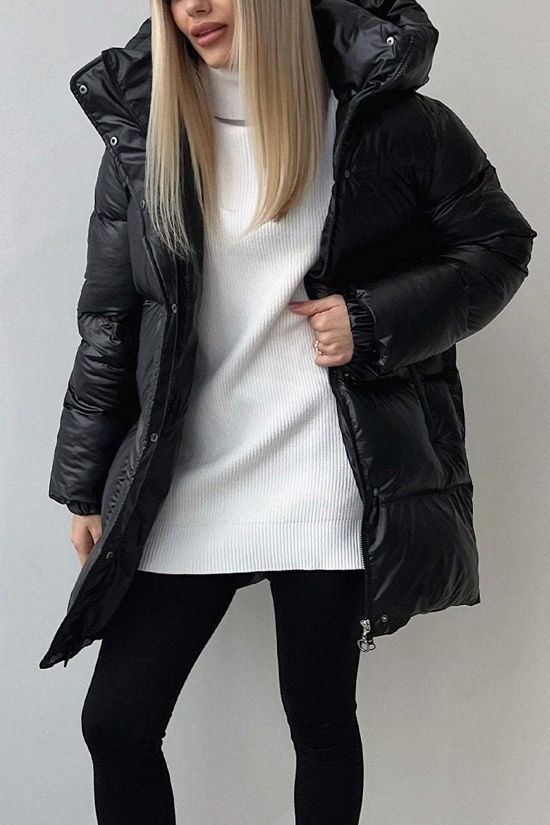 Women's Casual Hooded Solid Color Thick Coat