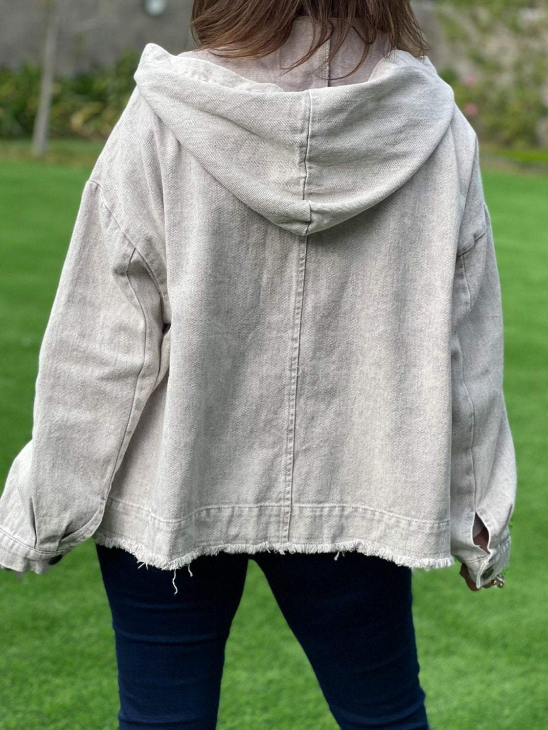 Women's Washed Denim Hooded Jacket