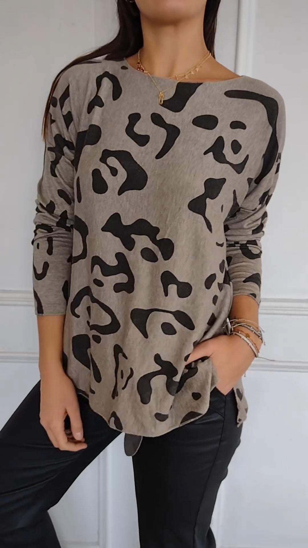 Casual Crew Neck Printed Top