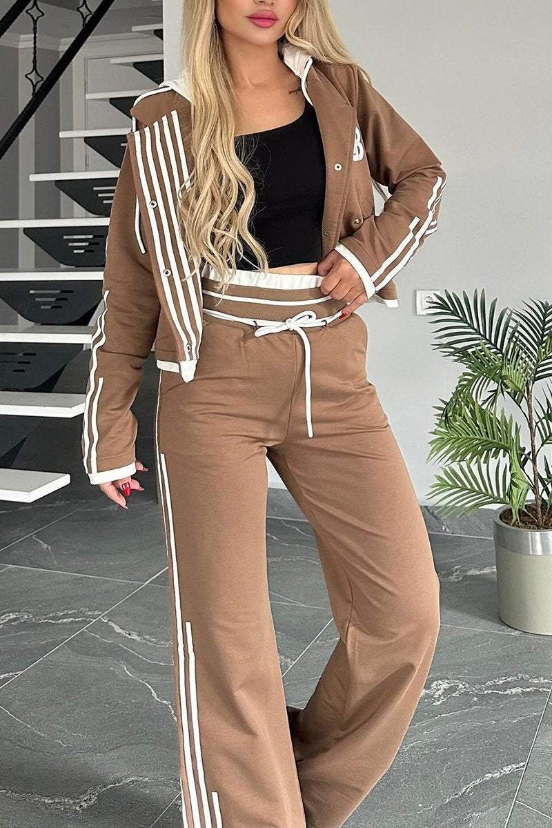 Women's Contrast Web Hooded Pants Suit