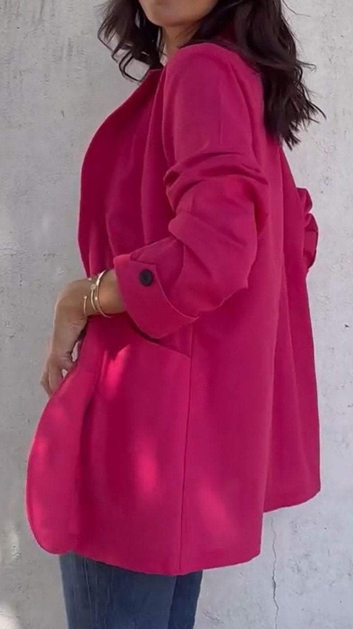 Women's Pink Cardigan Breasted Casual Top Coat