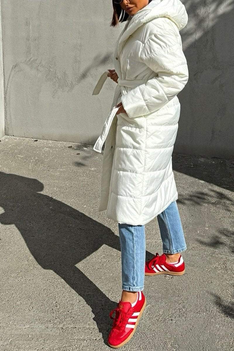 Women's Autumn and Winter Hooded Long Cotton Coat