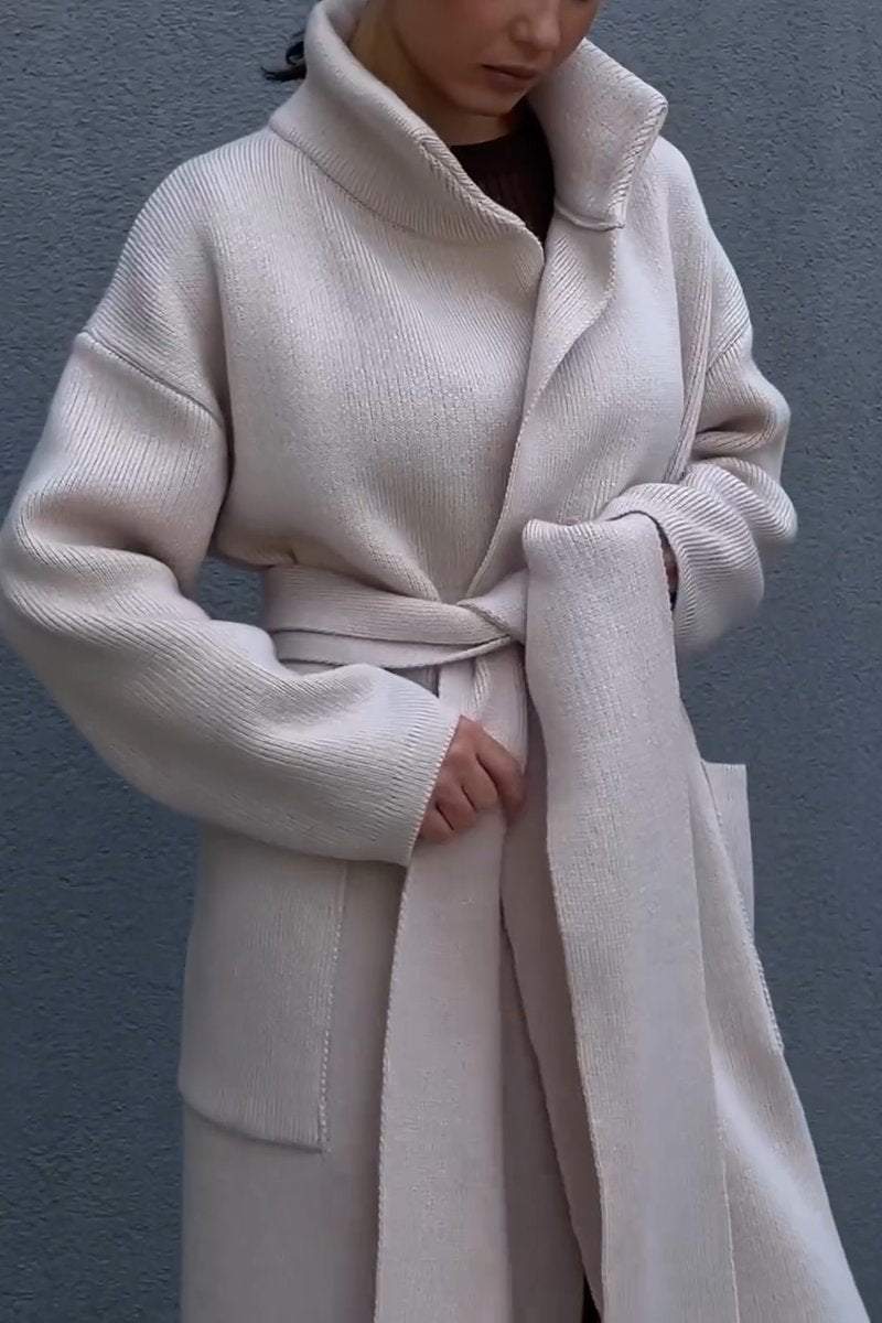 Women's Casual Solid Color Knitted Long Coat