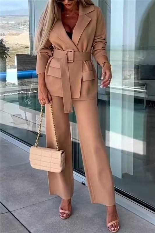 Women's Autumn/winter Binding Solid Color Lapel Suit