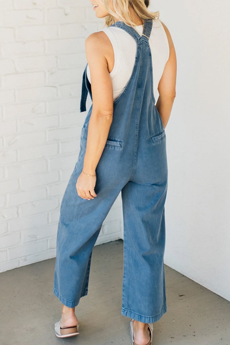 Women's Solid Color Knotted Overalls